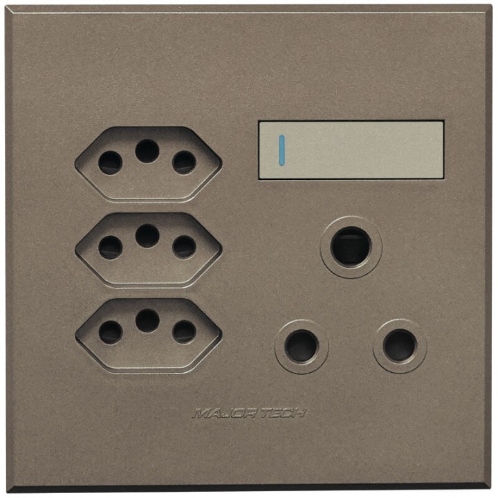 Veti BE-MAJ-0000277 1x16A + 3x Euro Slim Socket Outlet 100x100mm Veti - Colour Options - Titanium/Bronze