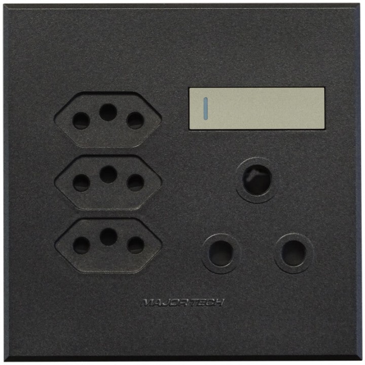 Veti BE-MAJ-0000234 1x16A + 3x Euro Slim Socket Outlet 100x100mm Veti - Colour Options - Graphite/Titanium