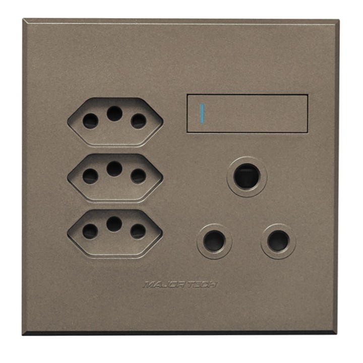 Veti BE-MAJ-0000234 1x16A + 3x Euro Slim Socket Outlet 100x100mm Veti - Colour Options - Graphite/Titanium