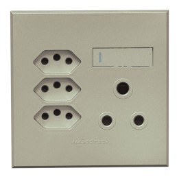 Veti BE-MAJ-0000279 1x16A + 3x Euro Slim Socket Outlet 100x100mm Veti - Colour Options - Titanium
