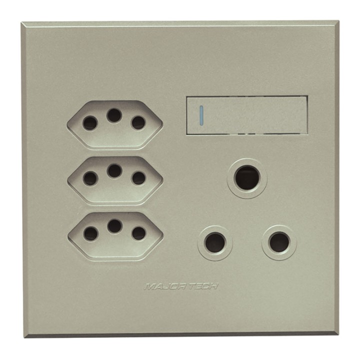 Veti BE-MAJ-0000279 1x16A + 3x Euro Slim Socket Outlet 100x100mm Veti - Colour Options - Titanium