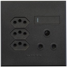 Veti BE-MAJ-0000055 1x16A + 3x Euro Slim Socket Outlet 100x100mm Veti - Colour Options - Graphite