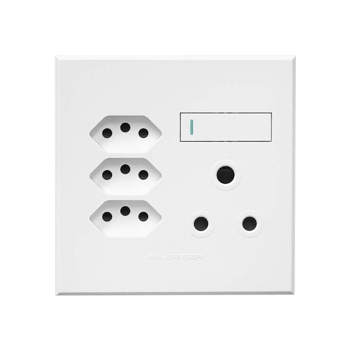 Veti BE-MAJ-0000055 1x16A + 3x Euro Slim Socket Outlet 100x100mm Veti - Colour Options - Graphite