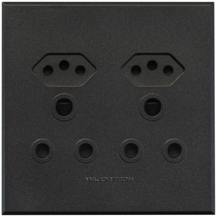 Veti BE-MAJ-0000237 2x16A 2X 16A Euro Socket Outlet 100x100mm Veti3 - Colour Options - Graphite