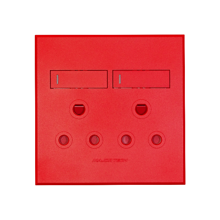 Veti 3VR22 2x16A Double Dedicated Socket Outlet 100x100mm Red Veti3