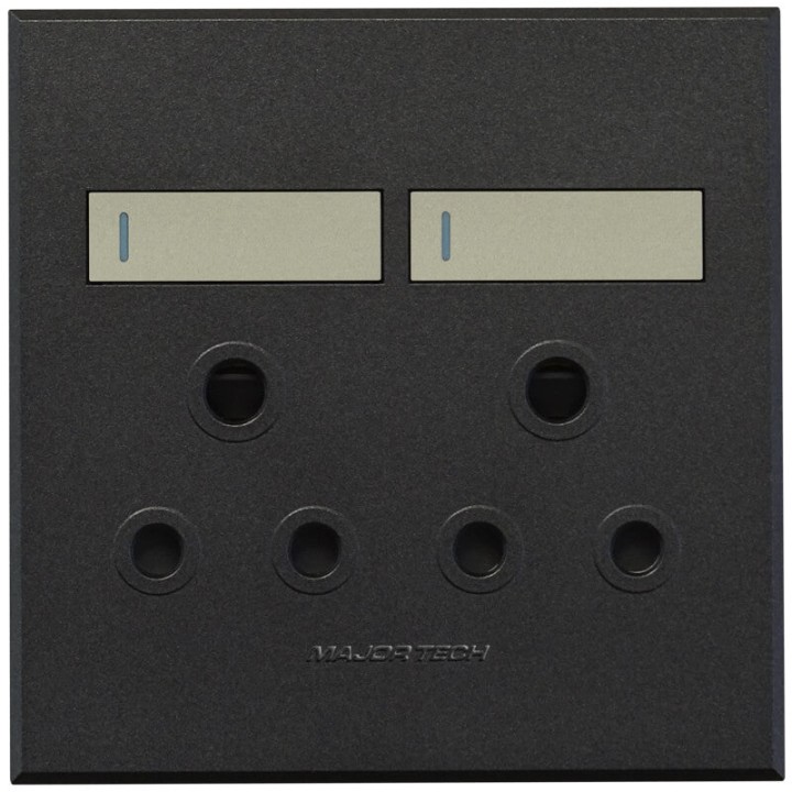 Veti ST-SHO11-VET-023 2x16A Double Socket Outlet 100x100mm White Veti3 - Colour Options - Titanium/Graphite