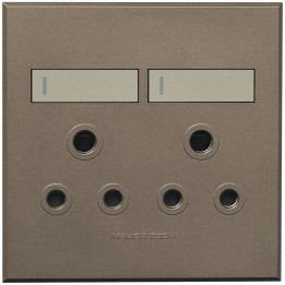 Veti BE-MAJ-0000276 2x16A Double Socket Outlet 100x100mm White Veti3 - Colour Options - Titanium/Bronze
