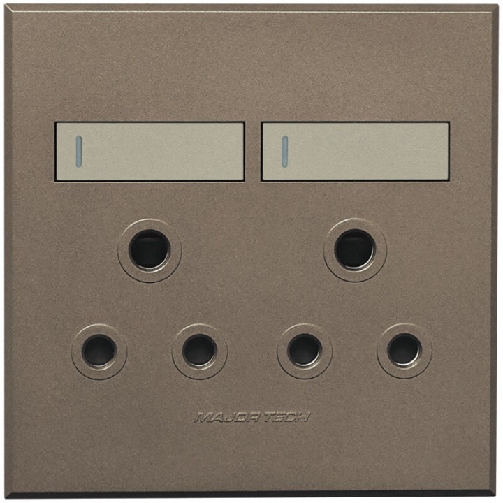 Veti BE-MAJ-0000276 2x16A Double Socket Outlet 100x100mm White Veti3 - Colour Options - Titanium/Bronze