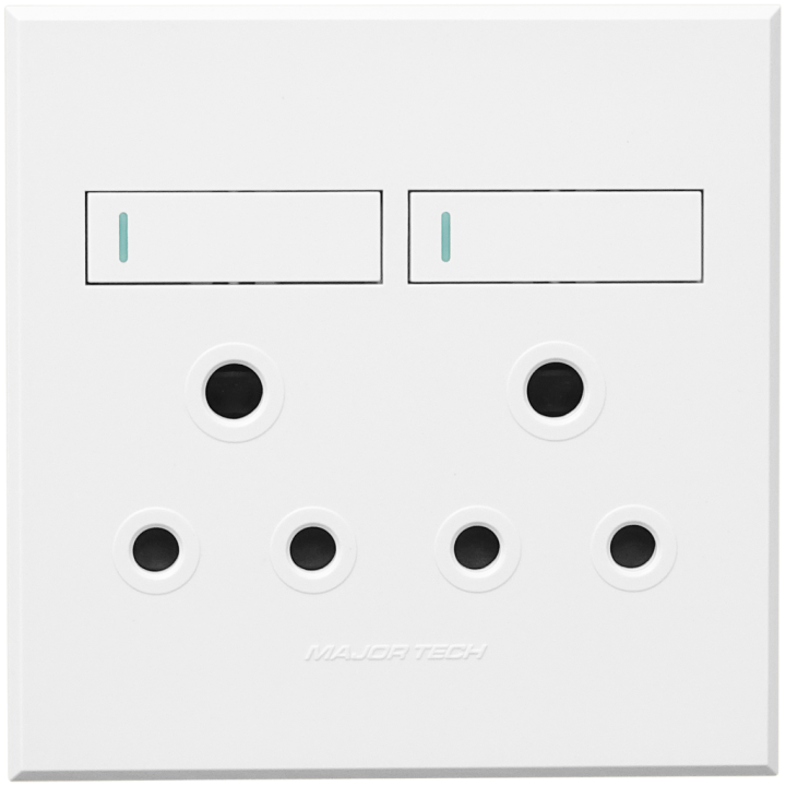 Veti BE-MAJ-0000276 2x16A Double Socket Outlet 100x100mm White Veti3 - Colour Options - Titanium/Bronze