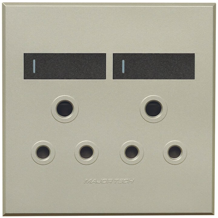 Veti BE-MAJ-0000241 2x16A Double Socket Outlet 100x100mm White Veti3 - Colour Options - Graphite/Titanium