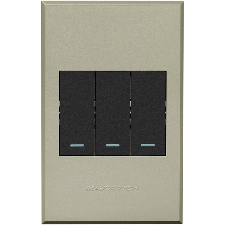 Veti BE-MAJ-0000312 3V1022 3Lever 2x2way 1xBell Press Switch 100x50mm Veti3 - Colour Options - Graphite/Titanium
