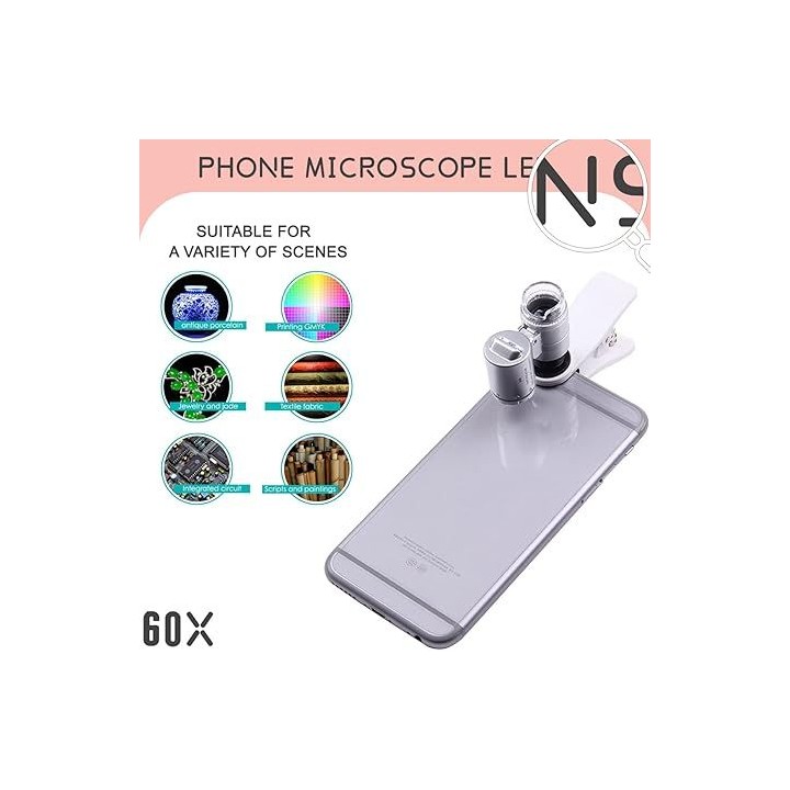 Magnifier Clip Type Cellphone LED 60x
