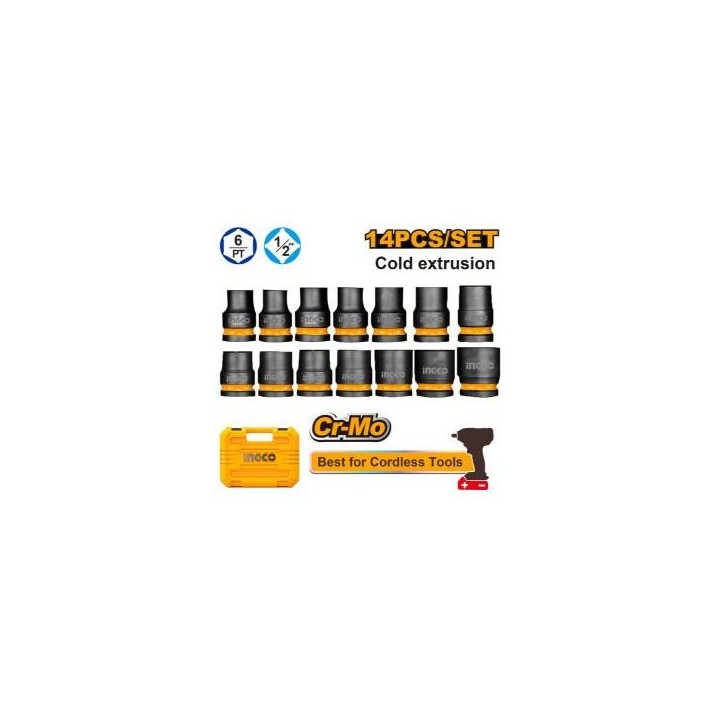 INGCO HKISSD12141 IMPACT SOCKET SET 1/2" 14PCE