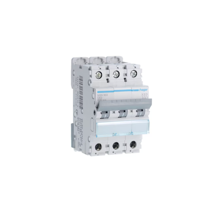 Hager NGN363 63A 3P 10KA D Curve Circuit Breaker