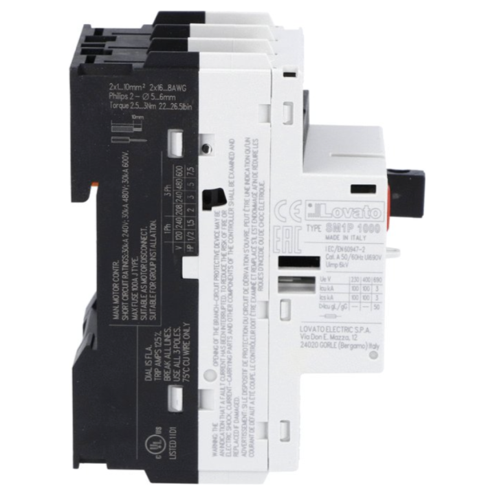 Lovato OMNI-LV-SM1P0650 SM1P0650 4-6.5A Manual Motor Starter
