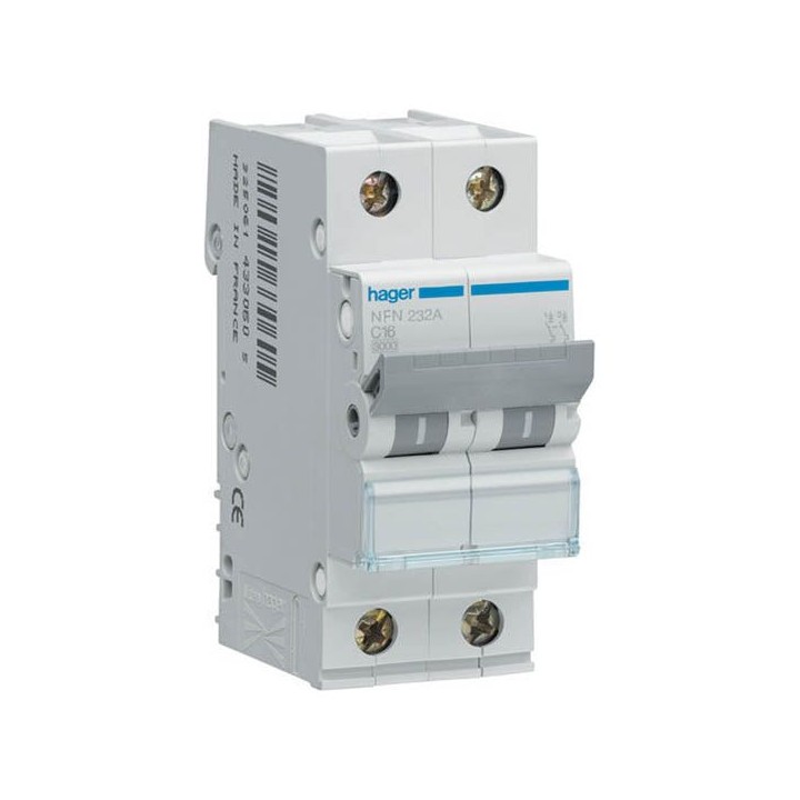Hager NF206 2P 6A 10KA C Curve Circuit Breaker